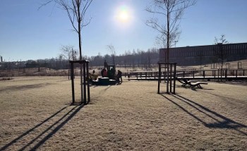 Arbeiter von Plantations Weisen setzen im Januar Bäume im Gasperich-Park in die Erde.