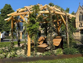 Bionic pergola designed, built and installed by Plantations Weisen.