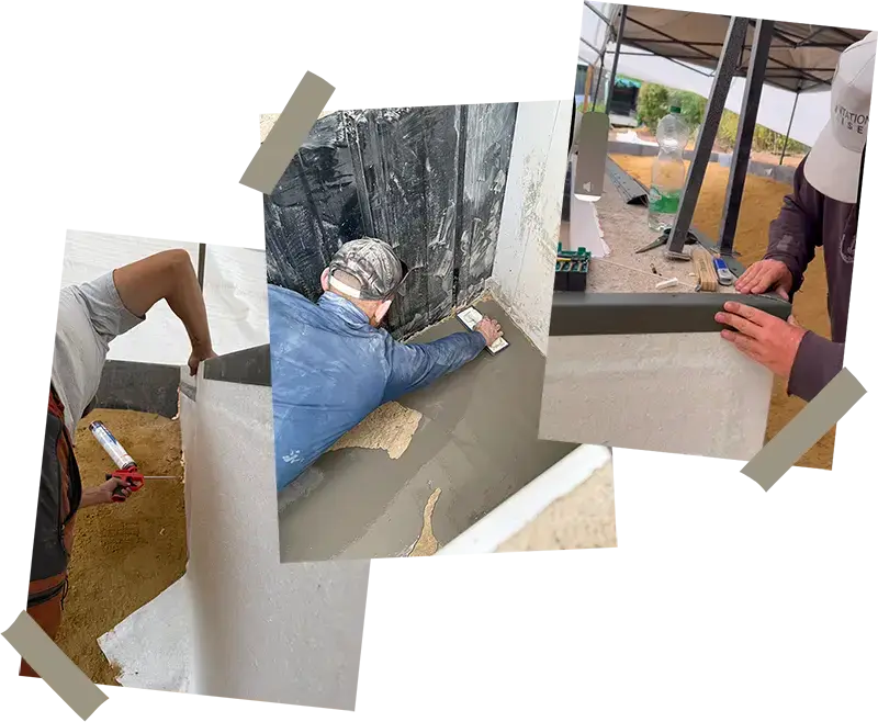 Die Techniker von Plantations Weisen erläutern die Schritte zur Installation eines Naturpools.